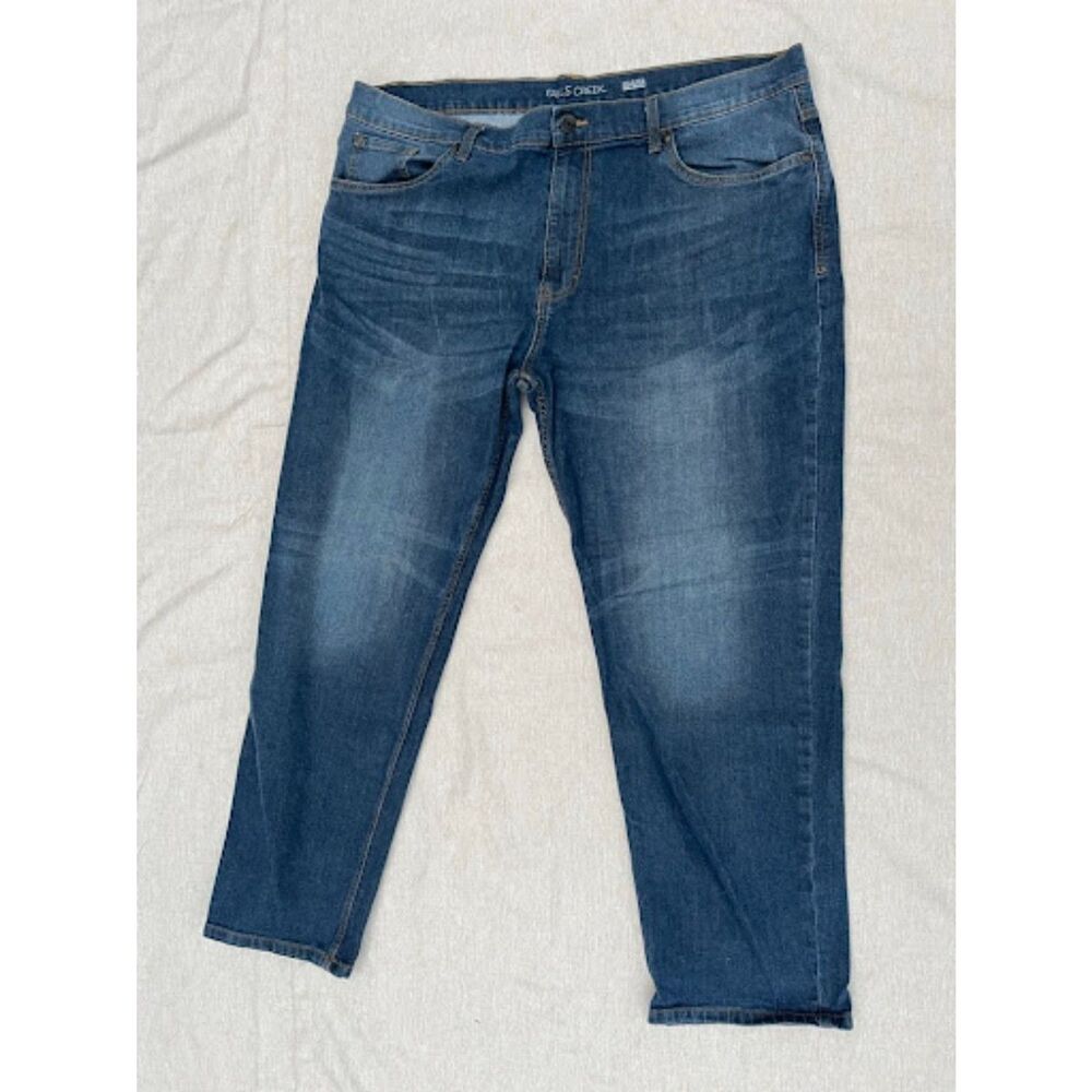 Falls Creek Mens Relaxed Stretch Jeans 44x30 Medium Wash Denim Pants